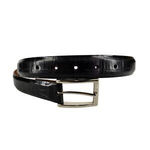 TULLIANI MEN'S BL:ACK ITALIAN CALFSKIN LEATHER BELT 5751 - 42" L, 1.25" W